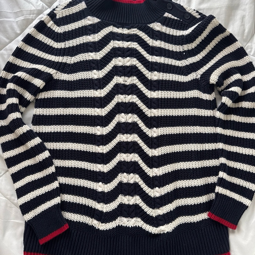 LOFT Black and White Striped Women's Sweater
